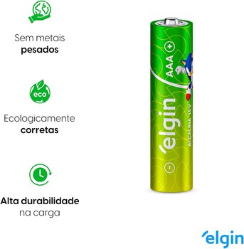 ELGIN Pilha Alcalina AAA Palito 4 Unidades