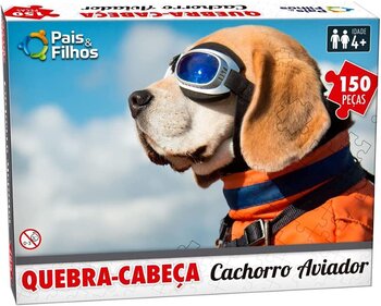 PAIS E FILHOS Quebra Cabeça Cachorro Aviador 150 Peças