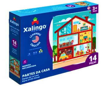 XALINGO Quebra Cabeça Partes Da Casa Aprendendo Inglês 14 Peças