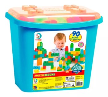 Cardoso Toys - Baby Land Block Box 90 Peças Menino