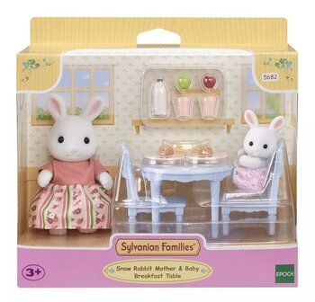 Sylvanian Families - Mesa de Café da Manhã, Mamãe e Bebê Coelhos de Neve