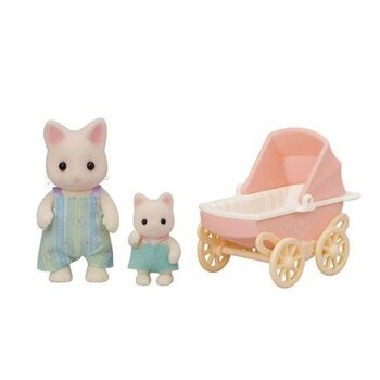 Sylvanian Families - Conjunto Carrinho de Bebê - Papai e Bebê Gatos Primavera