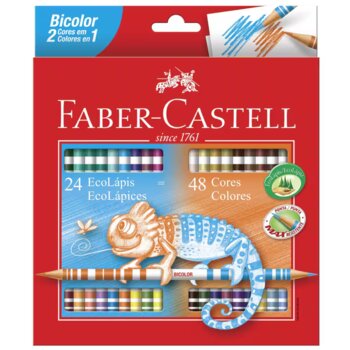 Faber Castell - EcoLápis Redondo 48 Cores 24 Lápis Bicolor