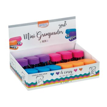 BRW - Mini Grampeador Neon p/ 20 Folhas