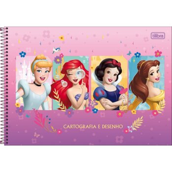 Tilibra - Caderno de Cartografia e Desenho Espiral Capa Dura Princesas 80Fls.