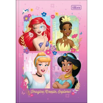 Tilibra - Caderno Brochura Capa Dura 1/4 Princesas 80Fls.