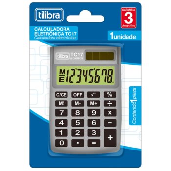 Tilibra - Calculadora de Bolso 8 Dígitos TC17 Cinza