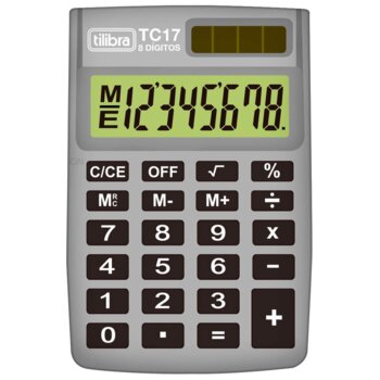 Tilibra - Calculadora de Bolso 8 Dígitos TC17 Cinza