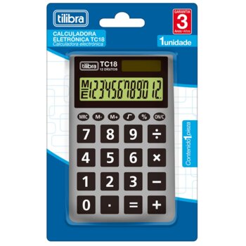 Tilibra - Calculadora de Bolso 12 Dígitos TC18 Cinza