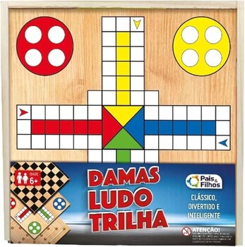 Pais e Filhos - Damas, Ludo E Trilha Caixa em Madeira